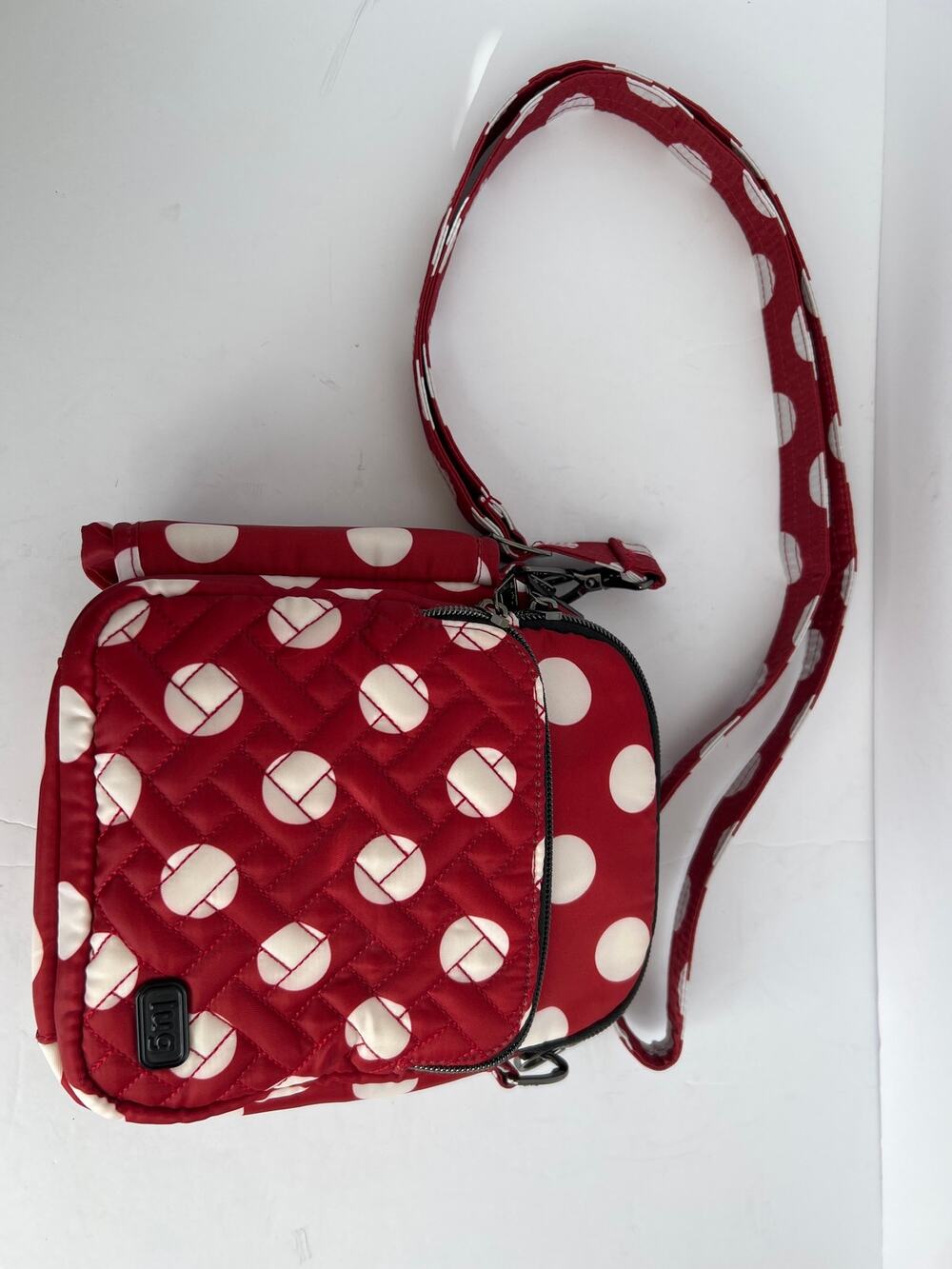 Lug Coupe XL Plus Convertible Crossbody Bag Crimson Large Dot Red White OS